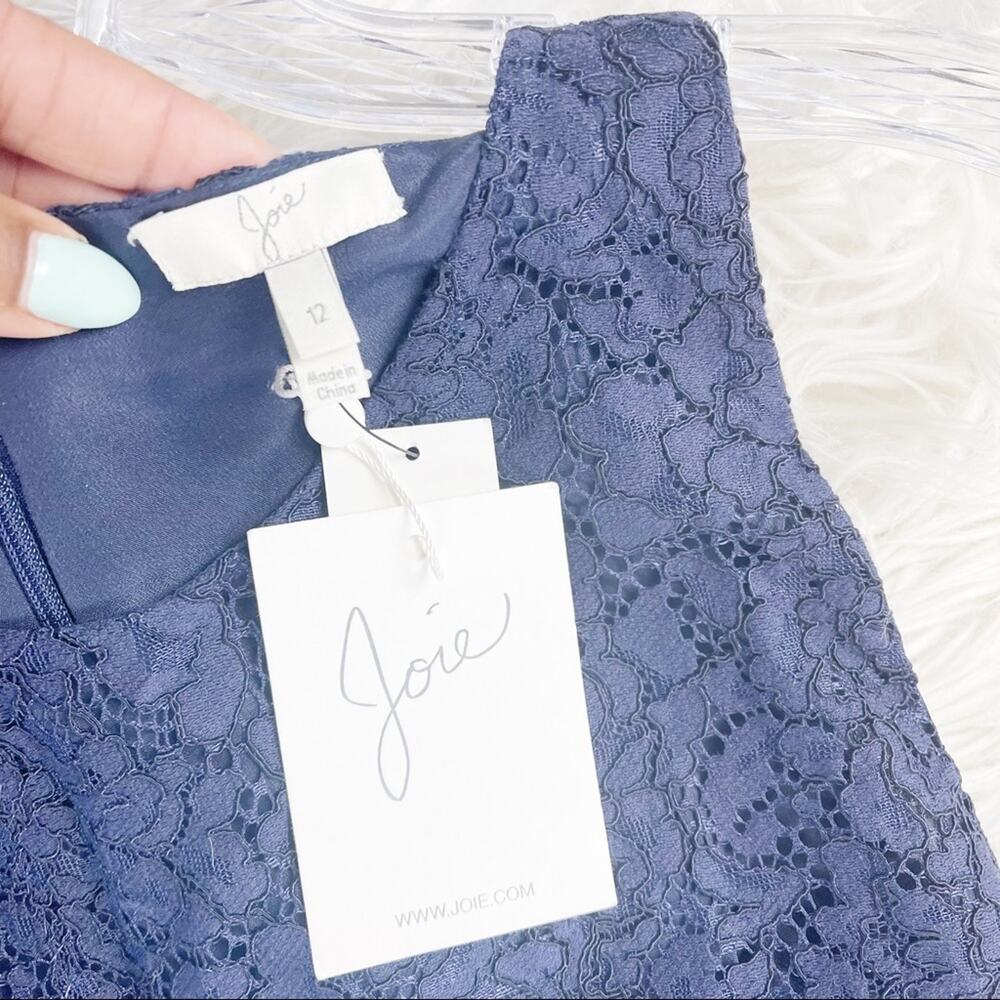 Joie Women's Adisa Lace Back‎ Zip Navy Blue Sleeveless Dress Size 12 - Picture 3 of 5